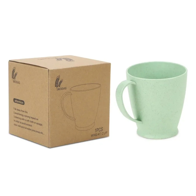 Creative Wheat Straw Children Handle Plastic Cup Home Student Baby Drink Cup Mouthwash plastic drinking cup
