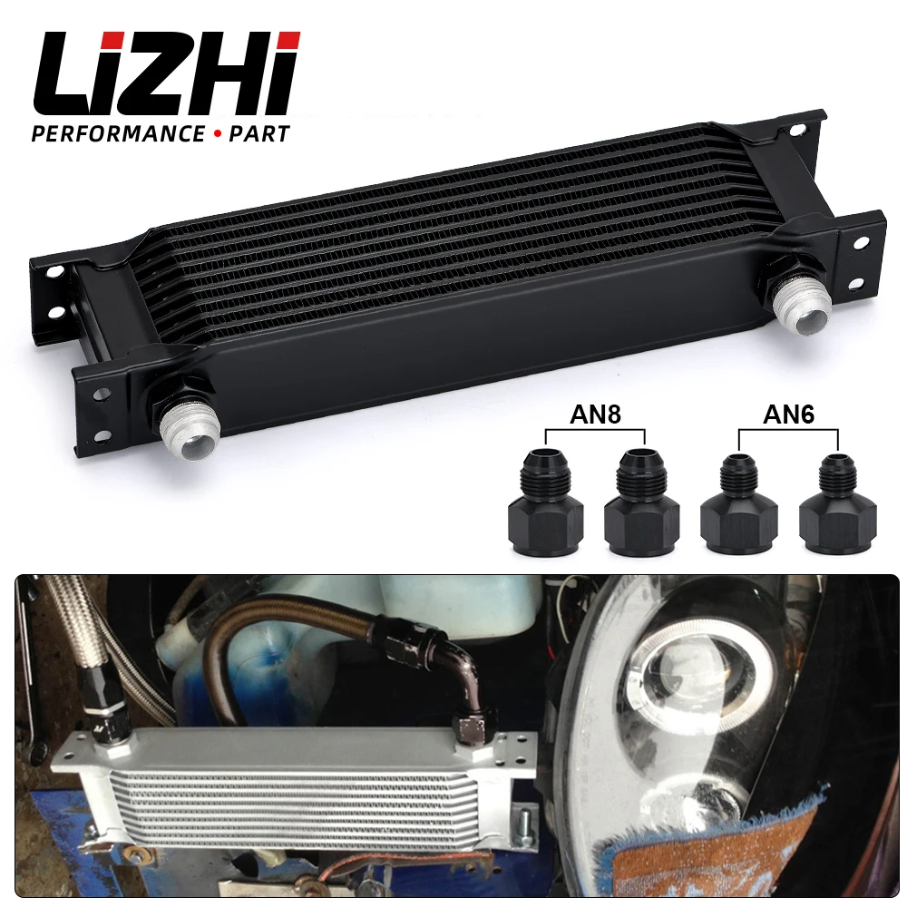 Oil Cooler Kit Aluminum Universal 10 Rows Engine transmission