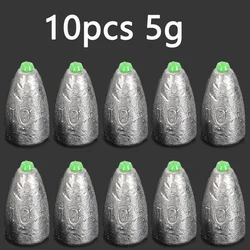 Set of 10 Bullet Lead Sinkers - Assorted Weights Fishing Accessories (5g)