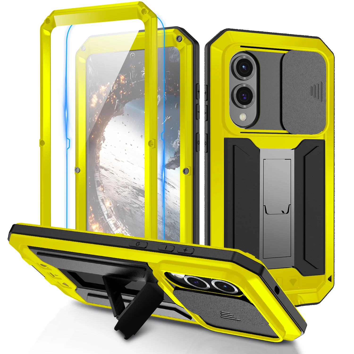 Rugged Armor Shockproof Protective Case with Full Coverage Aluminum Metal Cover
