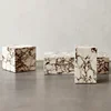 Calacatta Viola Natural Marble Square Column Pillar, Model Villa Living Room Art Italian Luxury Stone Side Tea Desk 3