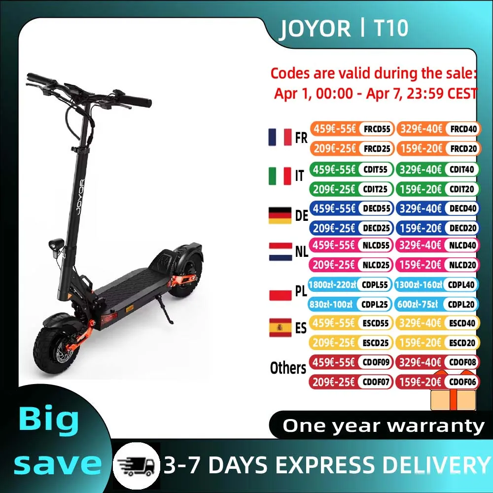 Hulajnoga elektryczna JOYOR T10 Off-Road z Polski za $592.38 / ~2206zł