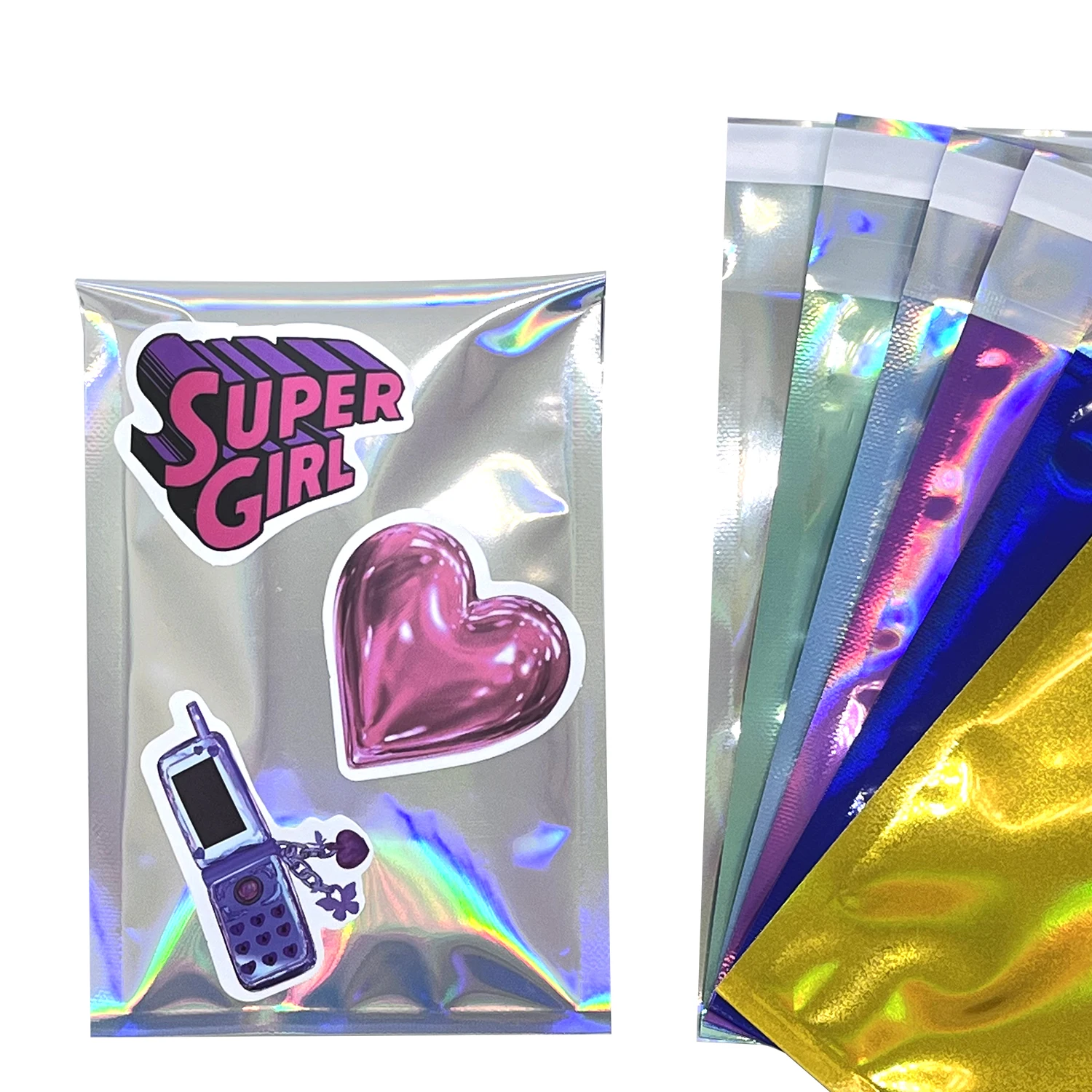 50pcs 색상 레이저 셀프 인감 홀로그램 봉투 택배 가방 선물 카드, 엽서, 배지, 선물, 립스틱, 인사말 카드