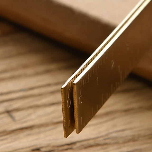 Retro Brass Straight Rulers Centimeter Inches Metal Triangle Ruler Protractor Stationery Measuring Tool School Office Supplies 5