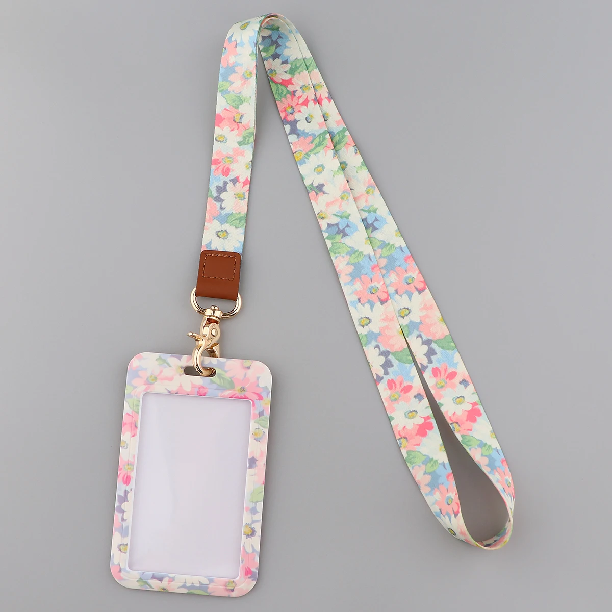 Ransitute R2806 Flowers Fashion Lanyards Id Badge Holder Bus Pass Case Cover Slip Bank Credit Card Holder Strap Cardholder Badge Holder Hanging Neck Strap