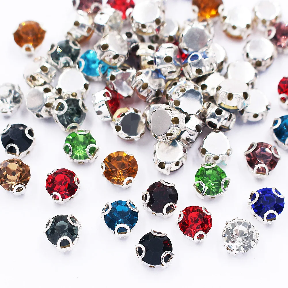 100pcs Multicolor Crystal Flower Shape Rhinestone Buttons Sew On Rhinestone  Flatback Rhinestone Gold Base With Setting Claw Diy Garments Dress Headdre