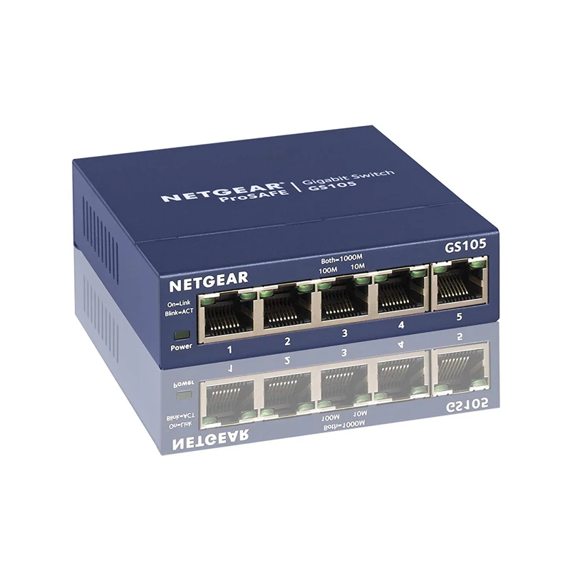Netgear GS105 Switch Ethernet 5 Ports Métal Gigabit pour Une Connectivité Simple et Abordable Protection ProSAFE & Basics Câble réseau Ethernet RJ45 catégorie 6-1,5 m 10/100/1000 