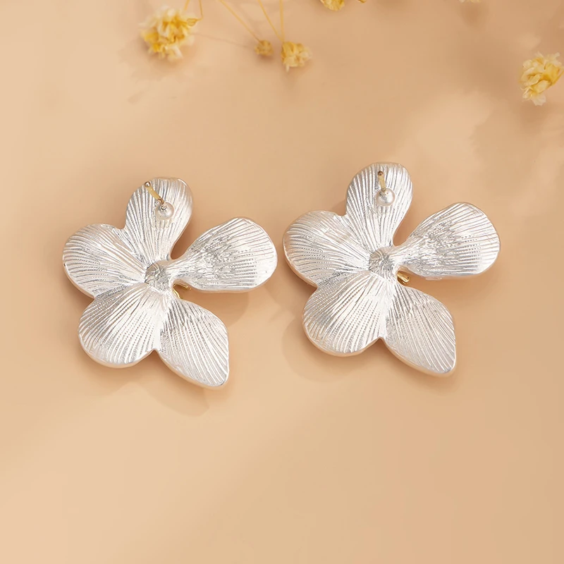 Gold Color Women Flower Earrings Trend Matte Texture Vintage Party Gifts Summer Boho Fashion Jewelry Accessories