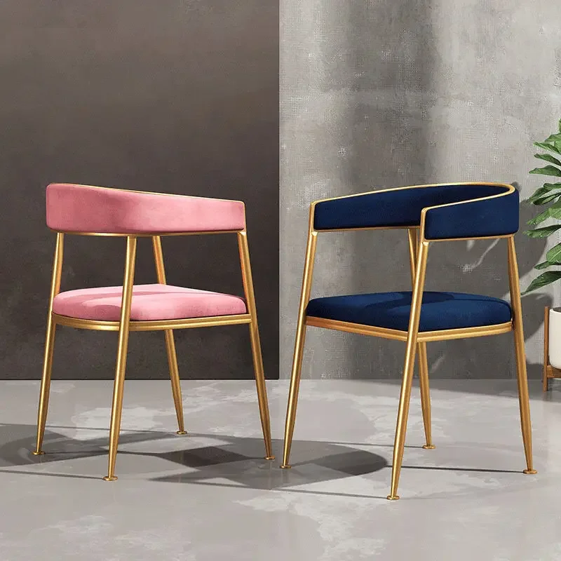 

Gold Waiting Living Room Chairs Kitchen Nordic Design Relaxing Soft Chair Backrest Computer Bedroom Chaise Lounge Furniture