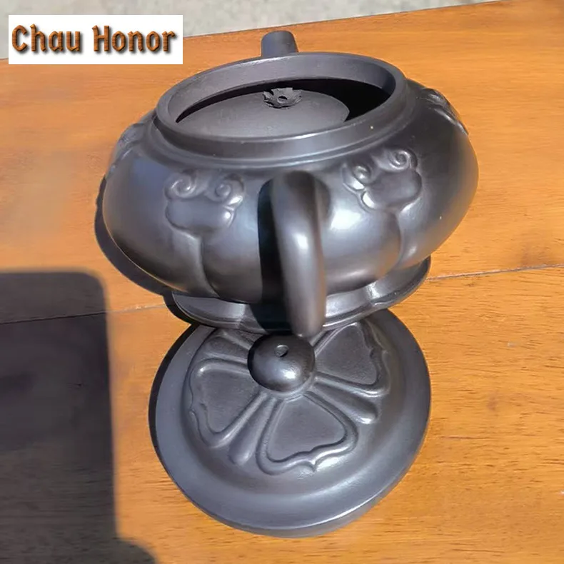 220ml Authentic Yixing Purple Clay Teapots Handmade Rhombus Flower Pot Raw Ore Stone Yellow Mud Kettle Zisha Teaset Tea Services