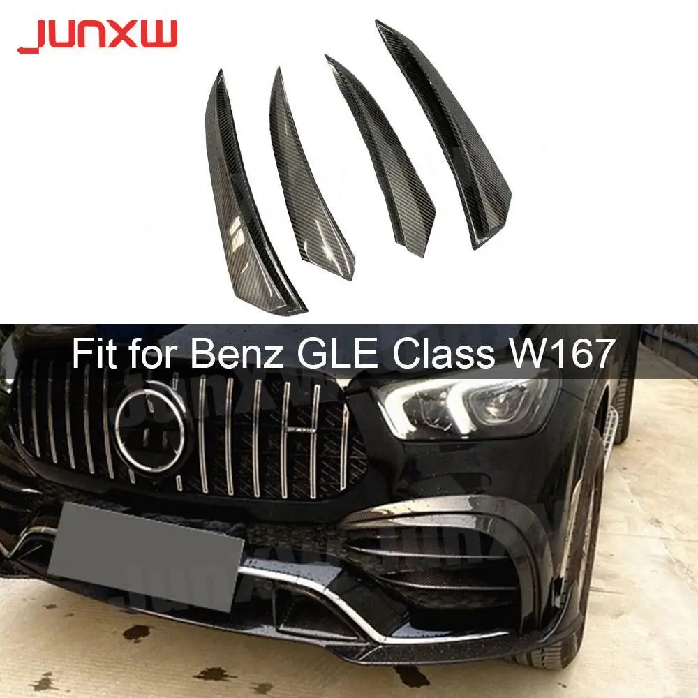 

For Mercedes Benz GLE Class W167 GLE53 AMG SUV 2020 UP Front Bumper Fender Trim Fins Canard Dry Carbon Fiber