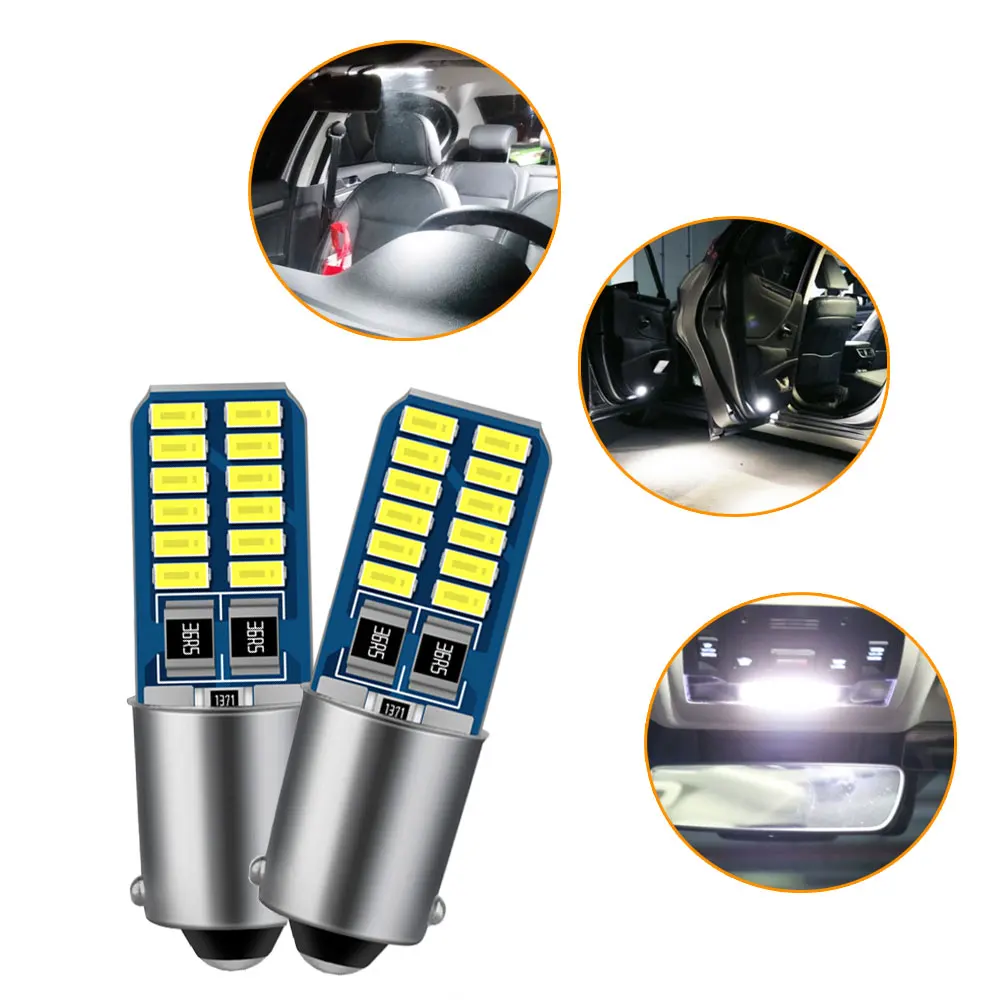 2pcs Canbus BA9S LED H6W T4W Car Light Bulb T2W T3W H5W Car Reverse Lights Parking License Plate Light Auto 12V White
