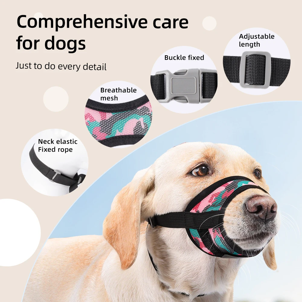 Breathable Mesh Dog Muzzle Adjustable Front Opening Lead Four Seasons Secure Buckle Anti-ingestion Pet Muzzle Walking Dog Mask