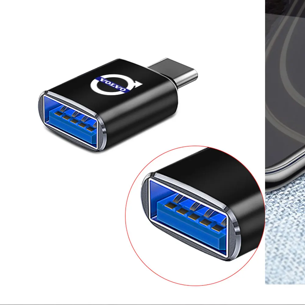 OTG Adapter Car USB Data Cable Converter Type C Mobile Phone Charging Cable Charger For volvo RDESIGN XC60 XC90 V40 V50 V60 S60
