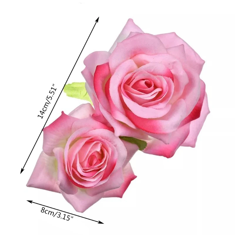 Handmade Double Rose Flower Hair Clip Women Girls Wedding Flamenco Dancer Hairpins Bridal Bridesmaid Barrettes Hair Tools