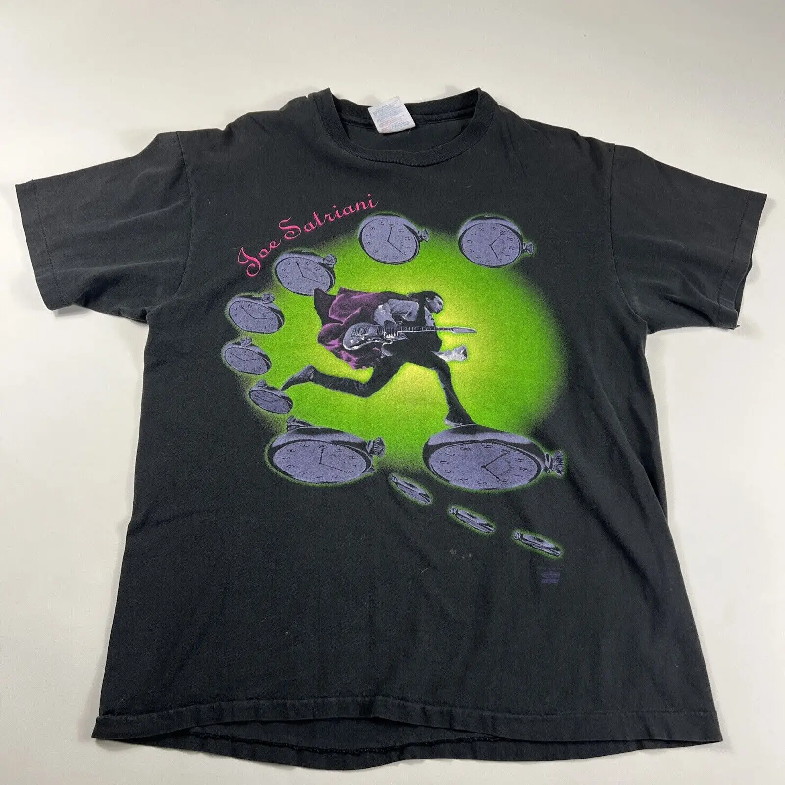 Camicia Vintage 1993 Joe Satriani L Time Machine World Tour 93-94 Maniche Lunghe