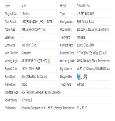 15.6 인치 1920*1080 IPS FHD EDP 40 핀, 1000:1 콘트라스트 비율 100% sRGB 컬러 300HZ 300 cd/m² 노트북 LCD 스크린 B156HAN12.0