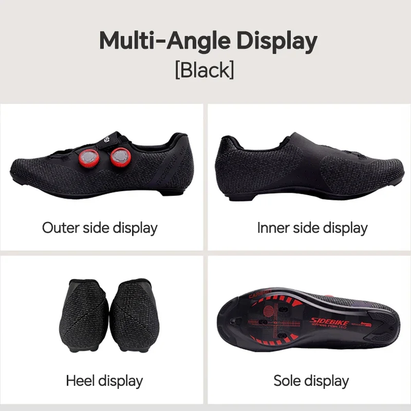 Sidebike Ultralight Men's 14 Level Hardness Carbon Fiber Road Bike Professional Self-locking Cleats Cycling Shoes