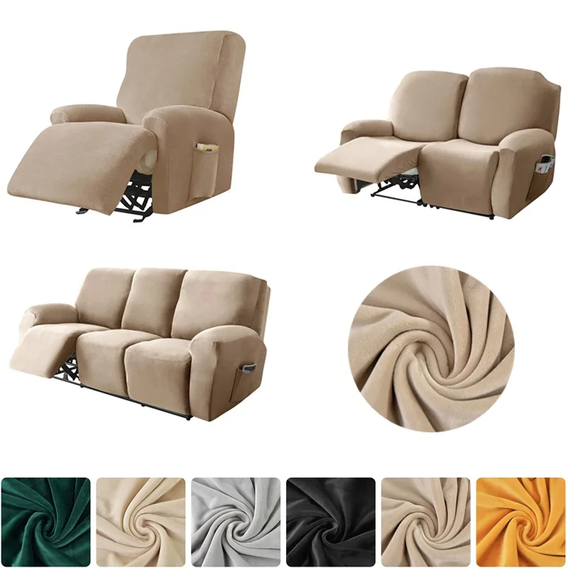 Sofa Cover 1/2/3 Seater Velvet Recliner Lazy Boy Relax Armchair Slipcover All-inclusive Solid Color Couch Coushion Living Room