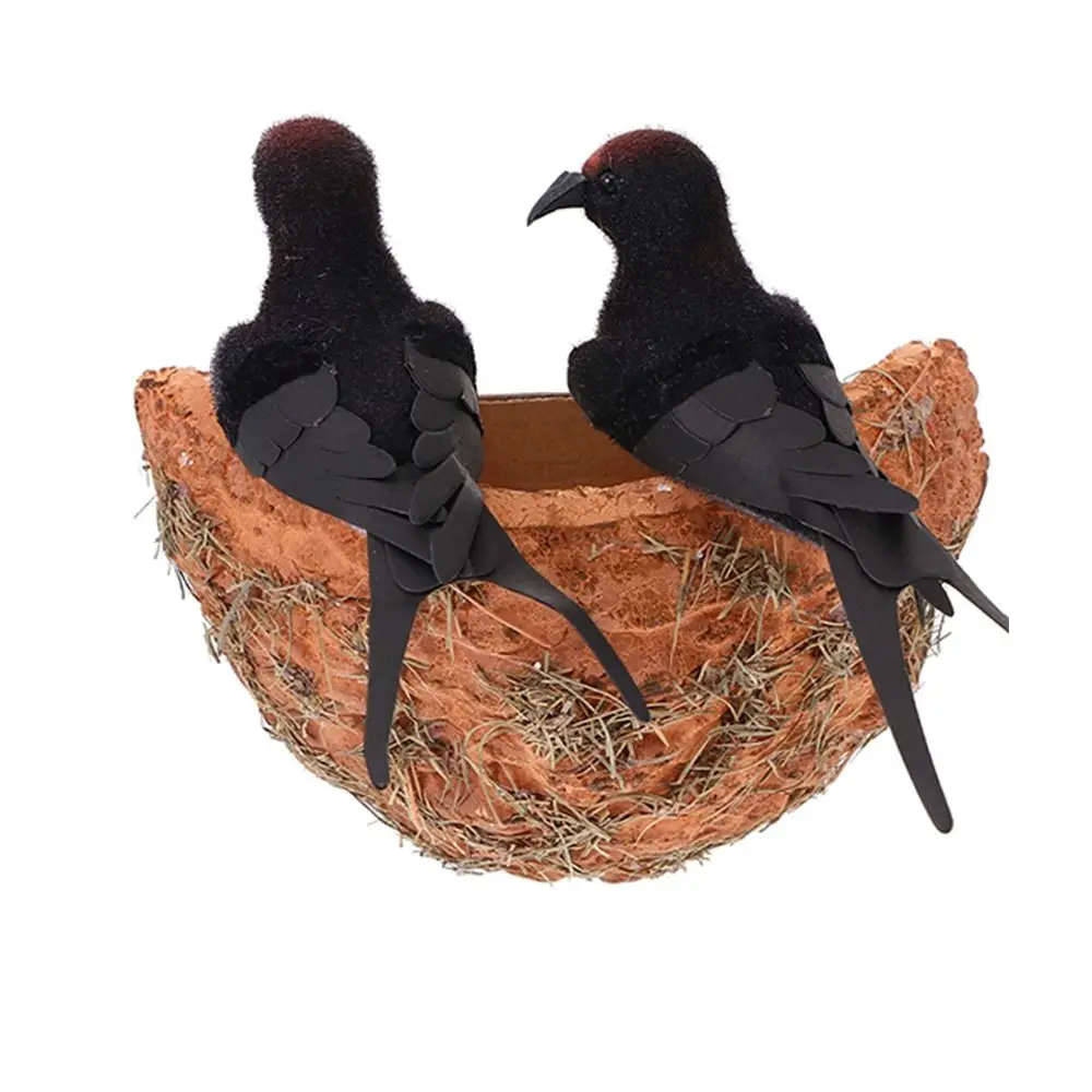 Artificial Birds Figurine Foam Faux Feather Swallow Nest Multicolor Simulated Swallow Nest Indoor Outdoor Home Decoration