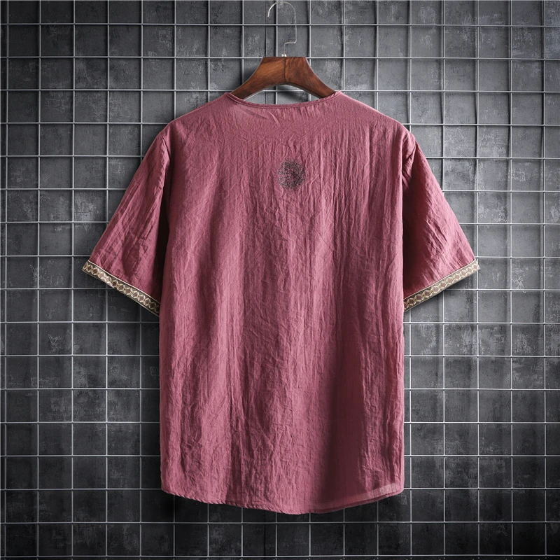 Japanese Style Kimono Men Summer Men Three Quanter Sleeve T-shirt Asian Clothes Traditional Chinese Clothing Japanese New