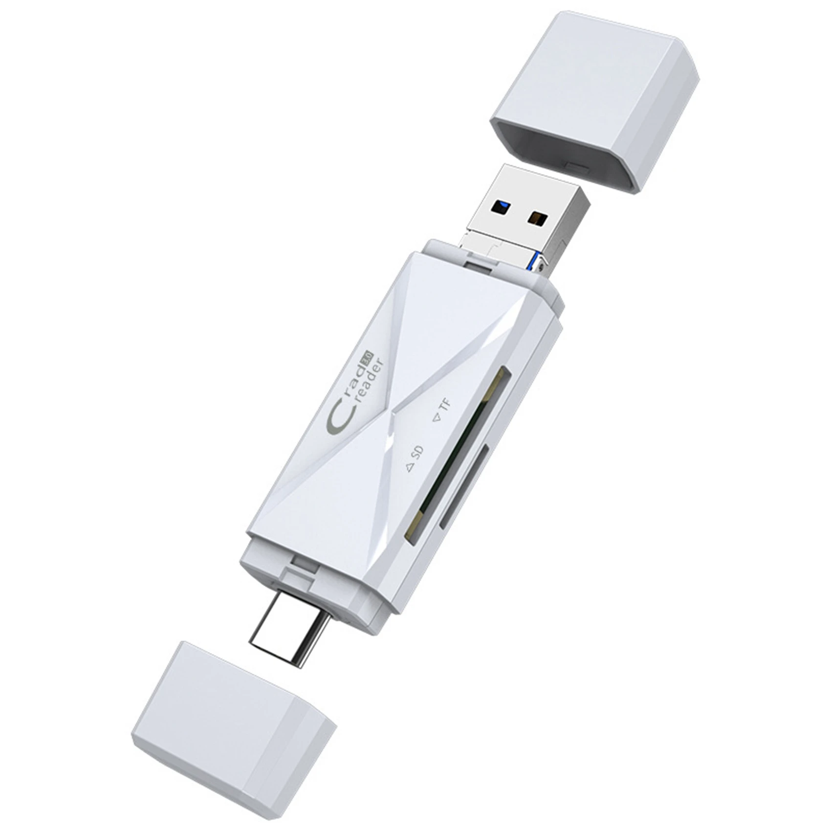 USB 2.0 마이크로 USB C타입 카드 리더기, SD 메모리 카드 리더기, 마이크로 SD TF USB C타입 카드 리더기, 흰색
