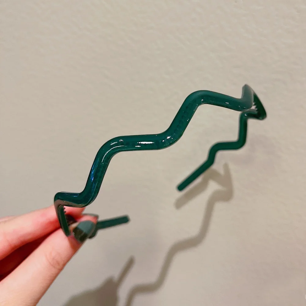 Korean Resin Head Hoop Girls Summer Simple Wash Face Headwear Headbands Wave Shaped Solid Color Hair Band Bezel Hair Accessories