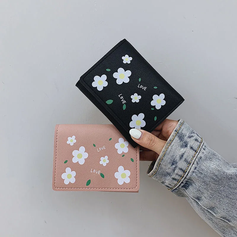 Daisy Embroidered Denim Coin Purse