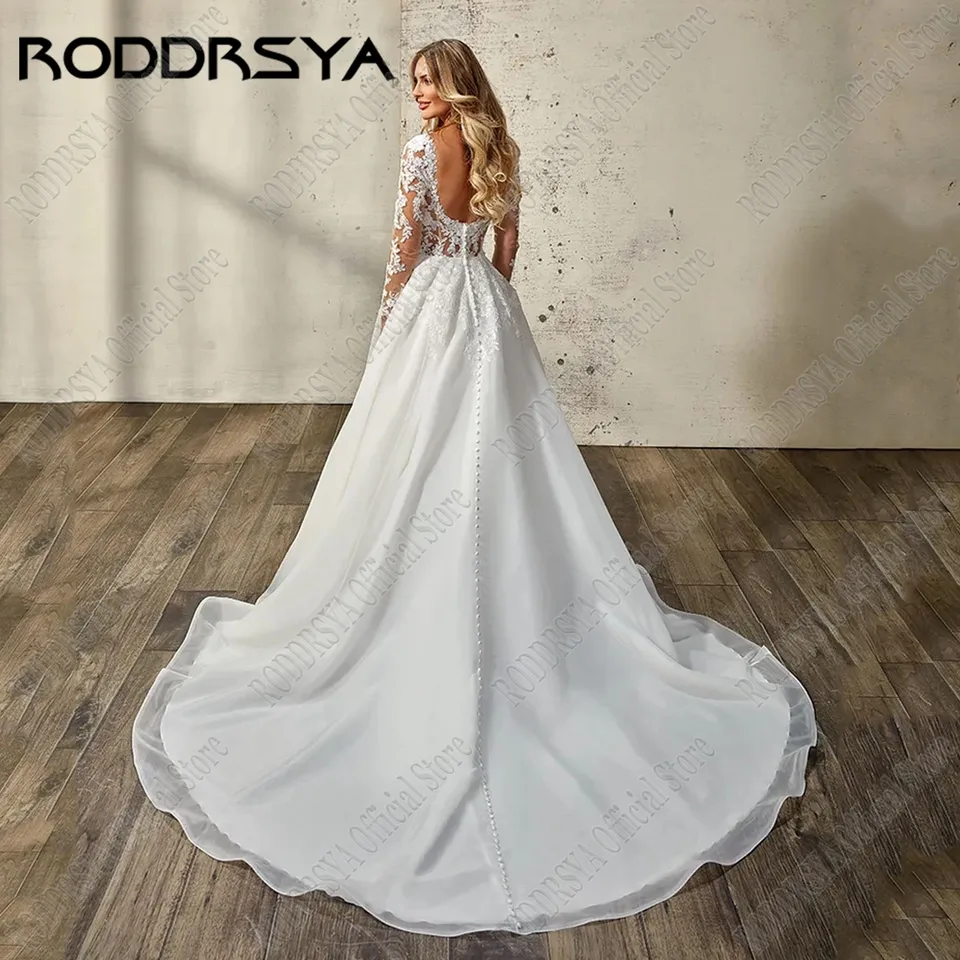 RODDRSYA Elegant Sweetheart Lace Wedding Dresses For Woman A-Line Long  Sleeves Backless Bride Gowns Applique Vestidos De Novia - AliExpress 320