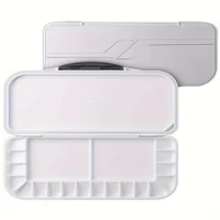 Watercolor Palette with Lid: 18 Wells Airtight Folding Paint Palette with Large Mixing Tray - Empty Acrylic Painting Art Pallet 1