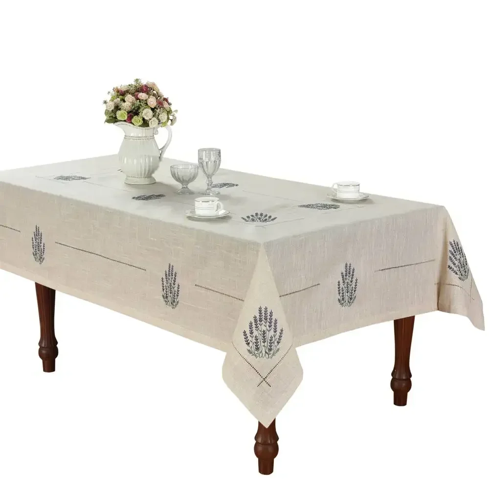 

Hemstitch поли + льняная скатерть Прованс, Франция, лавандовый естественный цвет банкет/отель/гребень