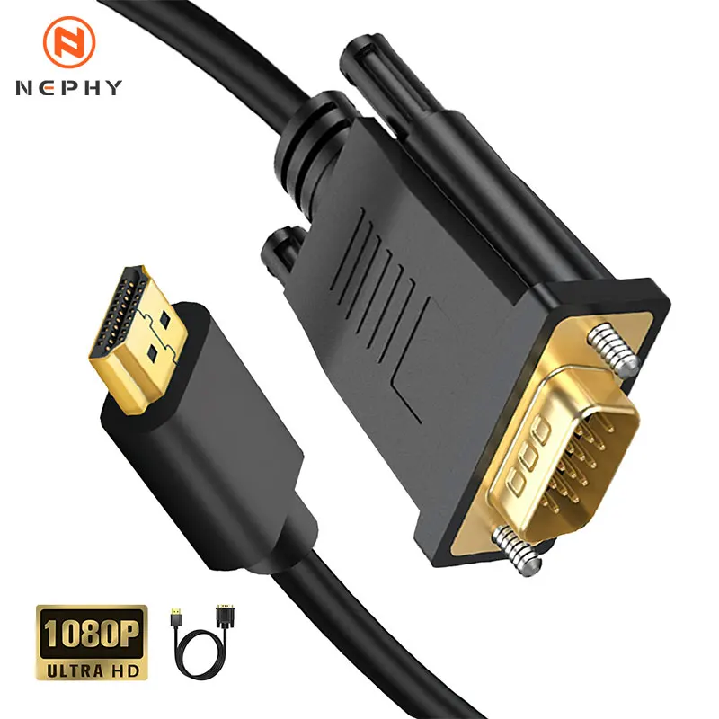 HDMI-Compatible to VGA Adapter Connecto Line Converter Cable FHD 1080P For Desktop Laptop PC TV Monitor Projector 1.5m 3m 5m 10m