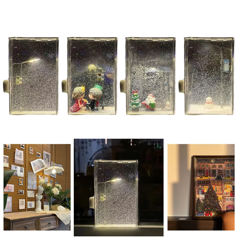 Snowy Lamp Material Pack Snow Scenery Night Light Realistic Snowy Night Street Lamp Handmade Christmas Light Xmas Party Favors