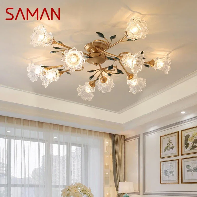

SAMAN, американский пасторальный потолок, светильник, творческий цветок, гостиная, столовая, спальня, украшение для дома