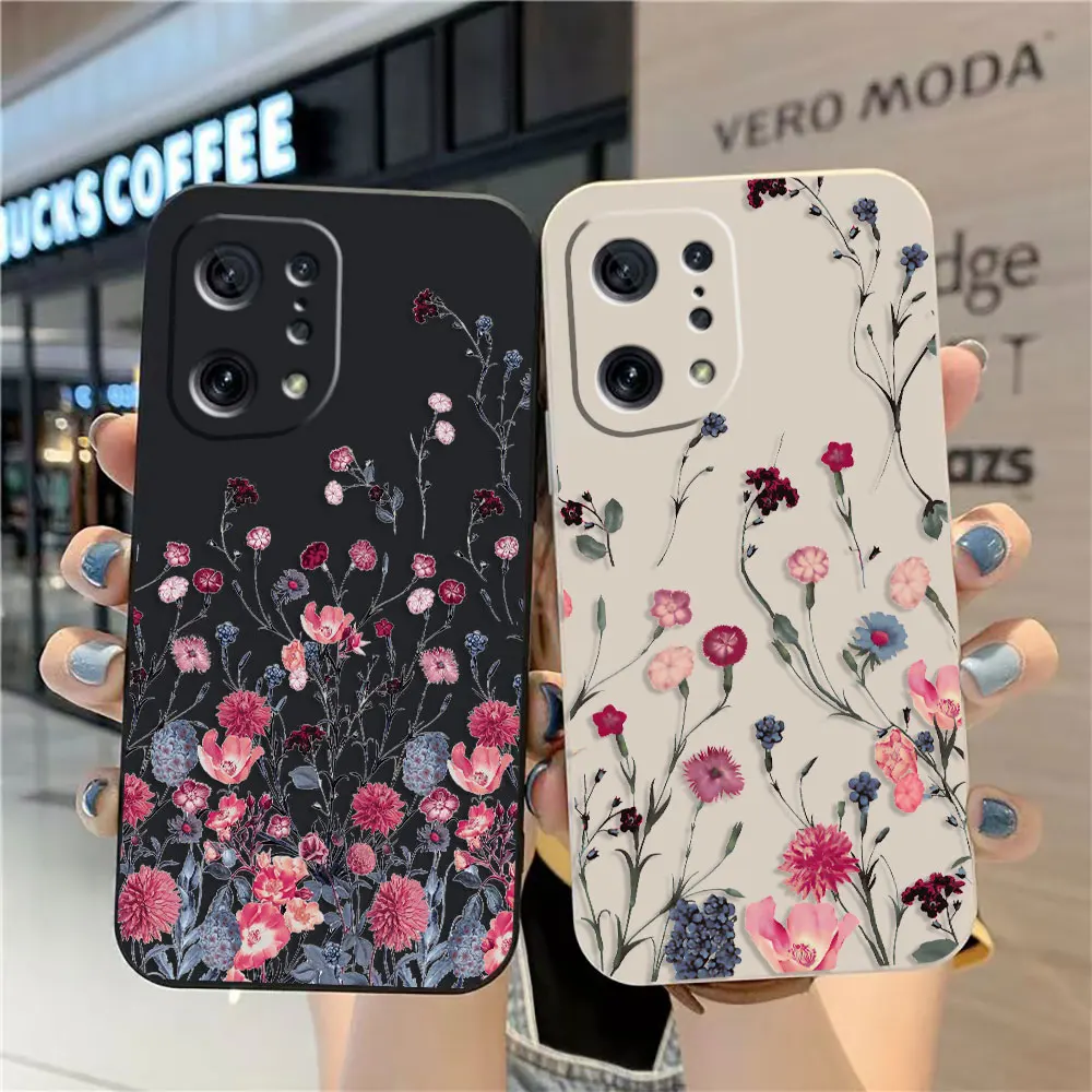 Vintage Leaves Flower Flowers And Plants Case Per Oppo Find X5 X6 X3 X2 Realme 5 6 7 X7 X50 Reno Ace 2 4G 5G Pro Case Shell Capa