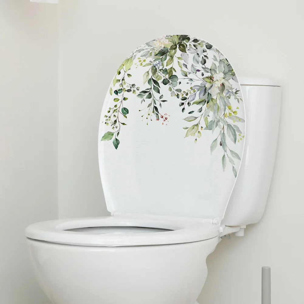 Plant Leaves Wall Stickers Bathroom Toilet Decor Living Room Cabinet Home Decoration Decals Self Adhesive Mural