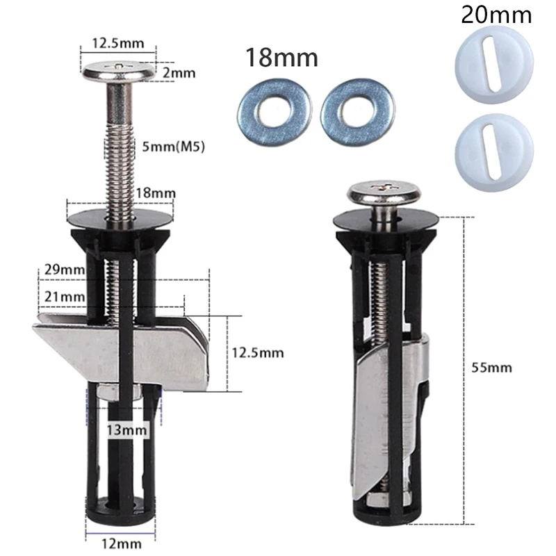 Heavy Duty Toilet Seat Fastener Bolt kit Stainless Steel Tank Toilet Bolt Hinge Screw Retractable Cover Kit