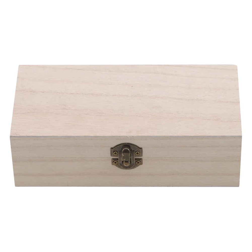 

Home Storage Box Natural Wooden With Lid Golden Lock Postcard Organizer Handmade Craft Jewelry Case Rectangular Wooden Boxes
