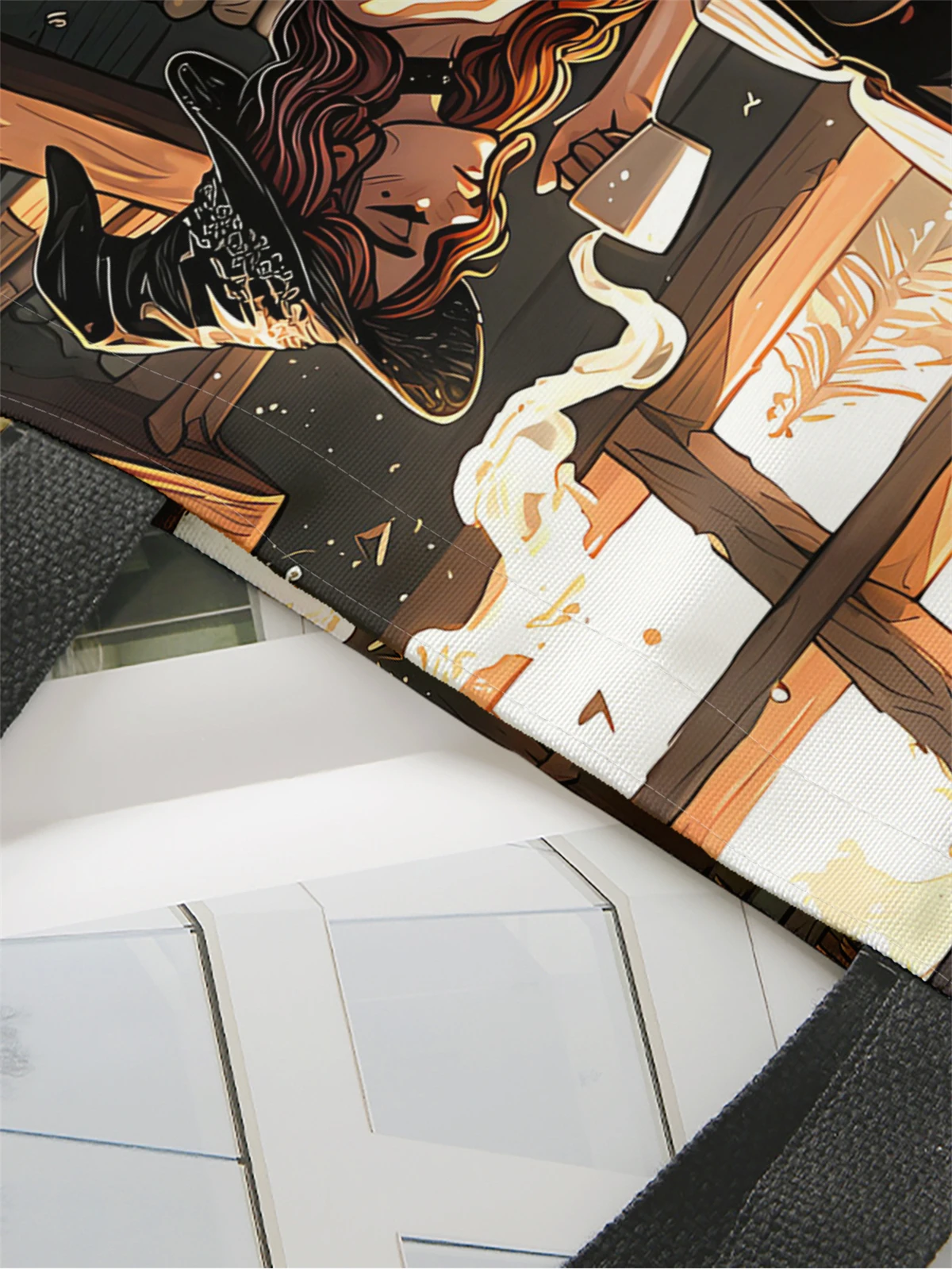 1pc,Library witch handbag, reusable fashionable handbag, multifunctional handbag, printed canvas shopping bag