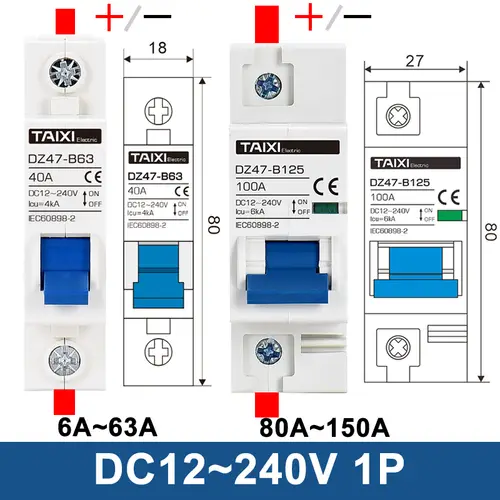 DC 12V 24V 48V 36V 72V MCB Battery Car Protector Mini Circuit Breaker DZ47 Positive And Negative Pole Protection Switch Isolator - Image 2