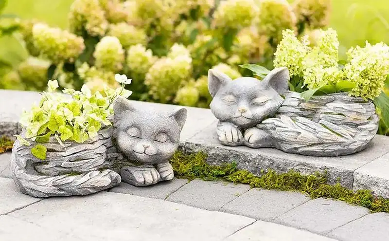 

Cat Flower Pot Colorful Sleeping Cat Resin Pots For Indoor Outdoor Plant Displays Planter Christmas Gift garden supplies