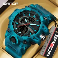 SANDA 6198 Watch Fashion Trend Dual Screen Multi functional Outdoor Sports Multi functional Waterproof Electronic Men's Watch 2