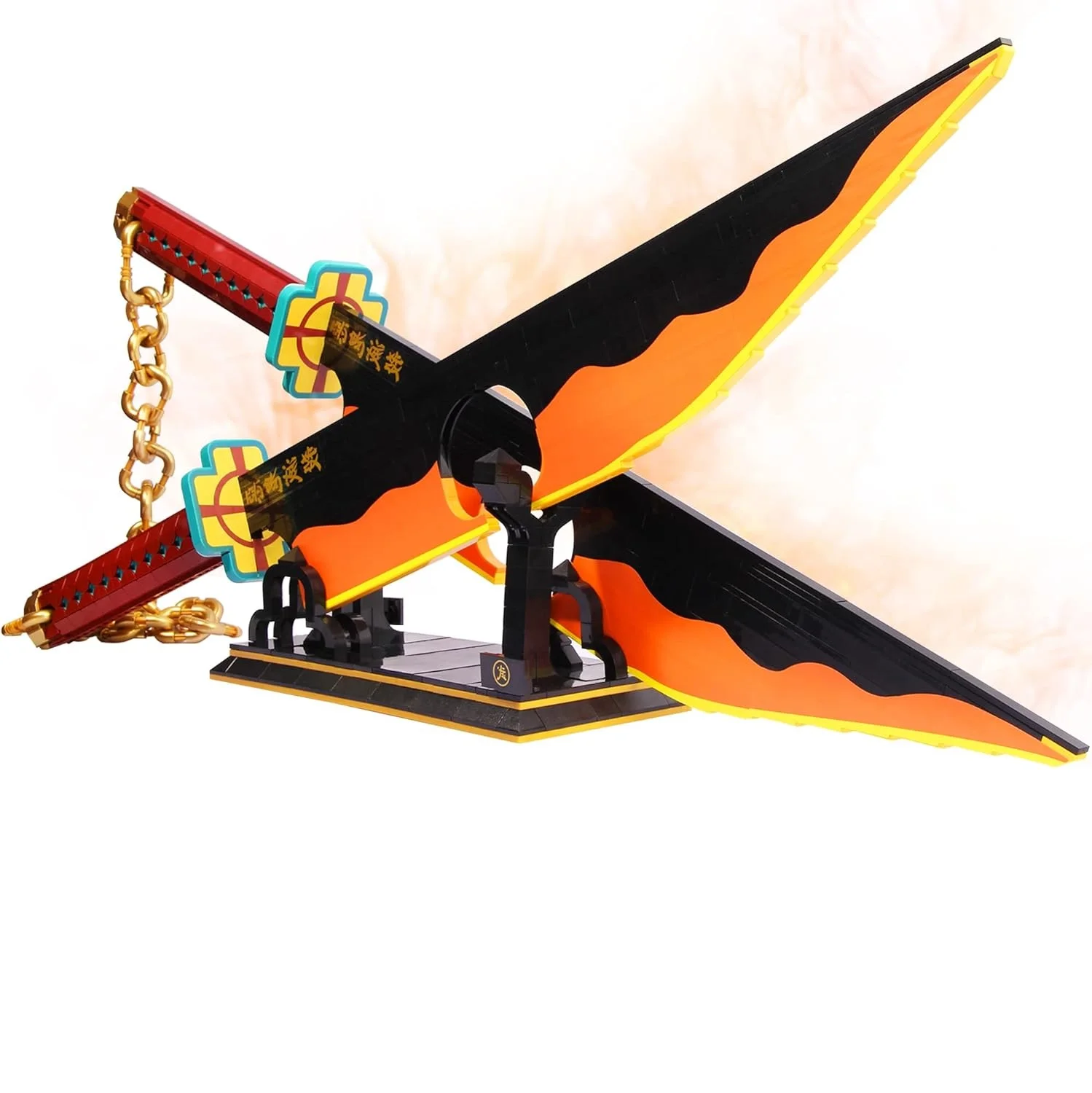 Строительные блоки MOC С подставкой, Аниме игрушечные блоки для ролевых игр, 82 дюйма, двойное лезвие, Тенген удзи, меч, игрушечный набор
