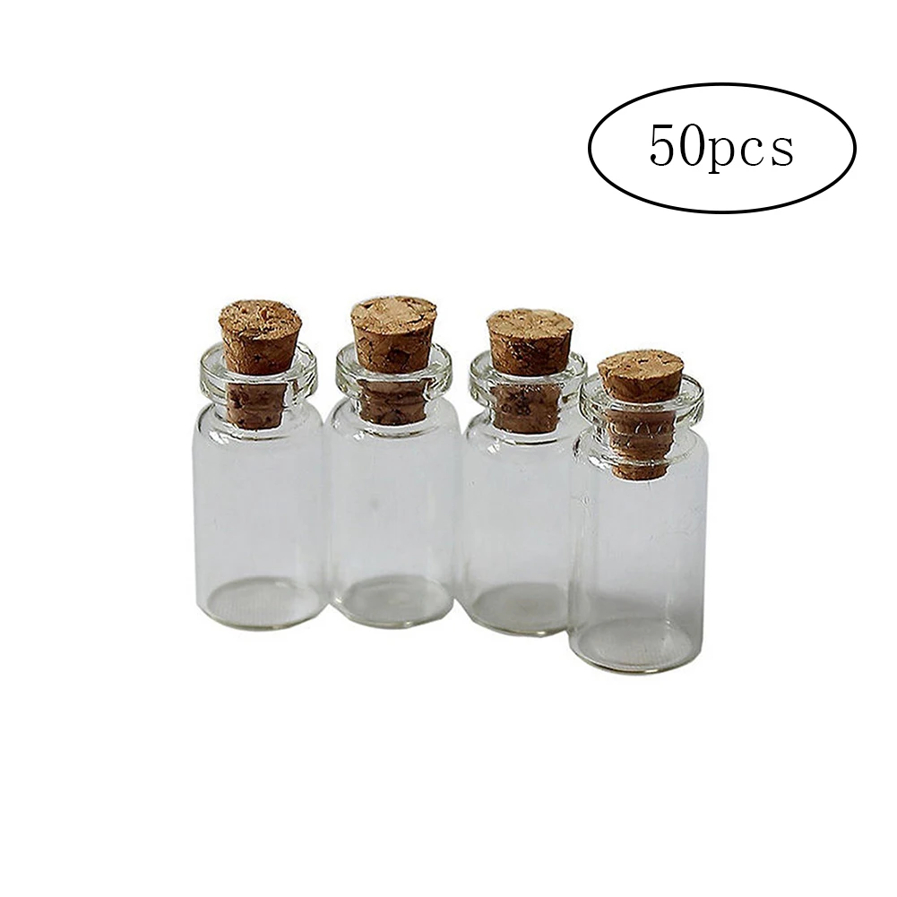 50pcs/a set Mini DIY Glass Bottle Exquisite Cork Drift Wishes Cute Jar Small Bottle 1ml 13*18mm