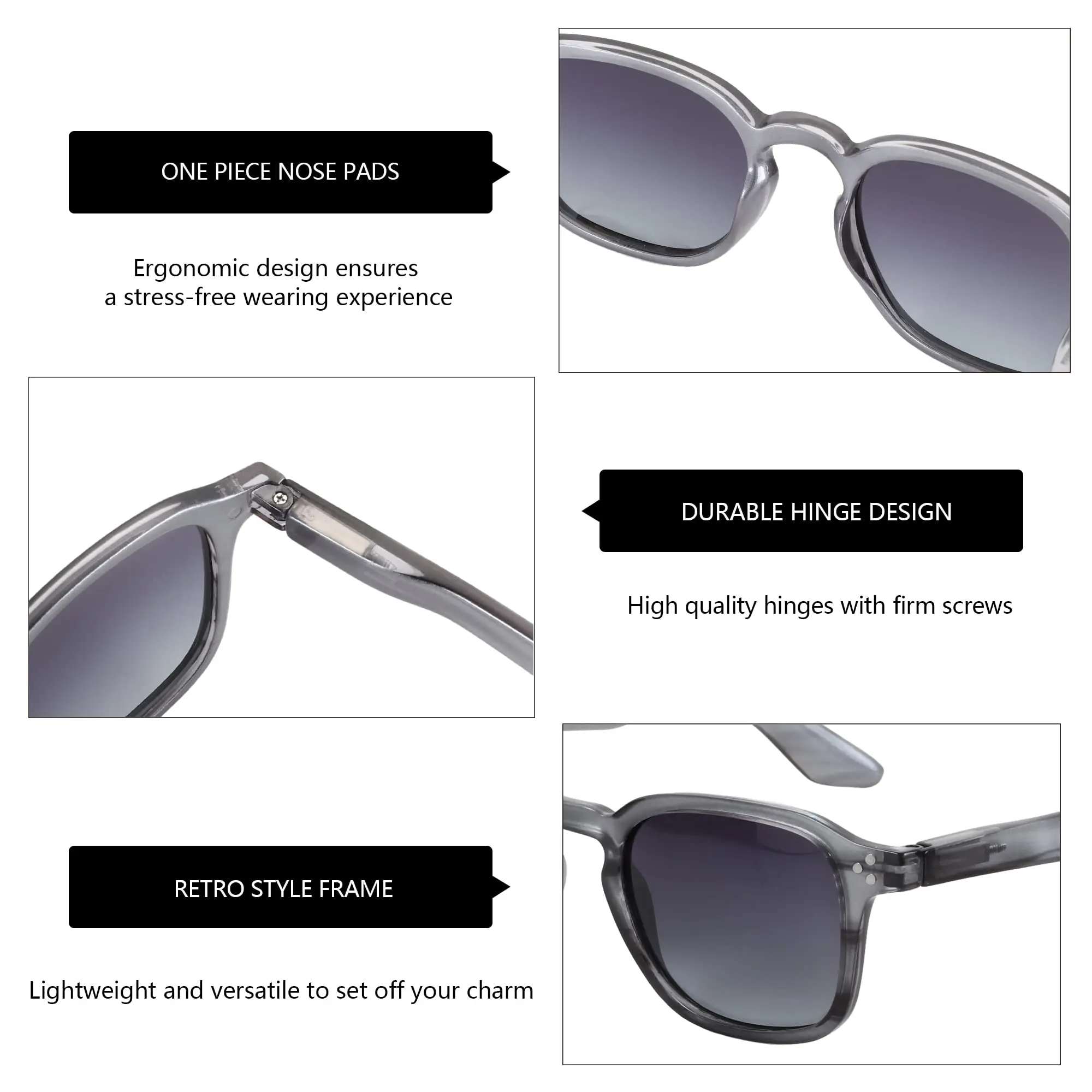 Sunglasses Unisex Driving Outdoor ZENOTTIC Retro Rectangular Polarized Vintage Square Shade Fashion