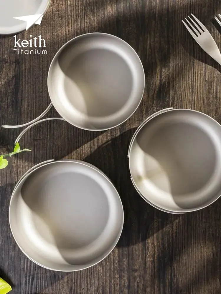 Portable Lunch Box Keith 800-1200ml Titanium with Cover&Folding Handle Instant Noodles Bowl