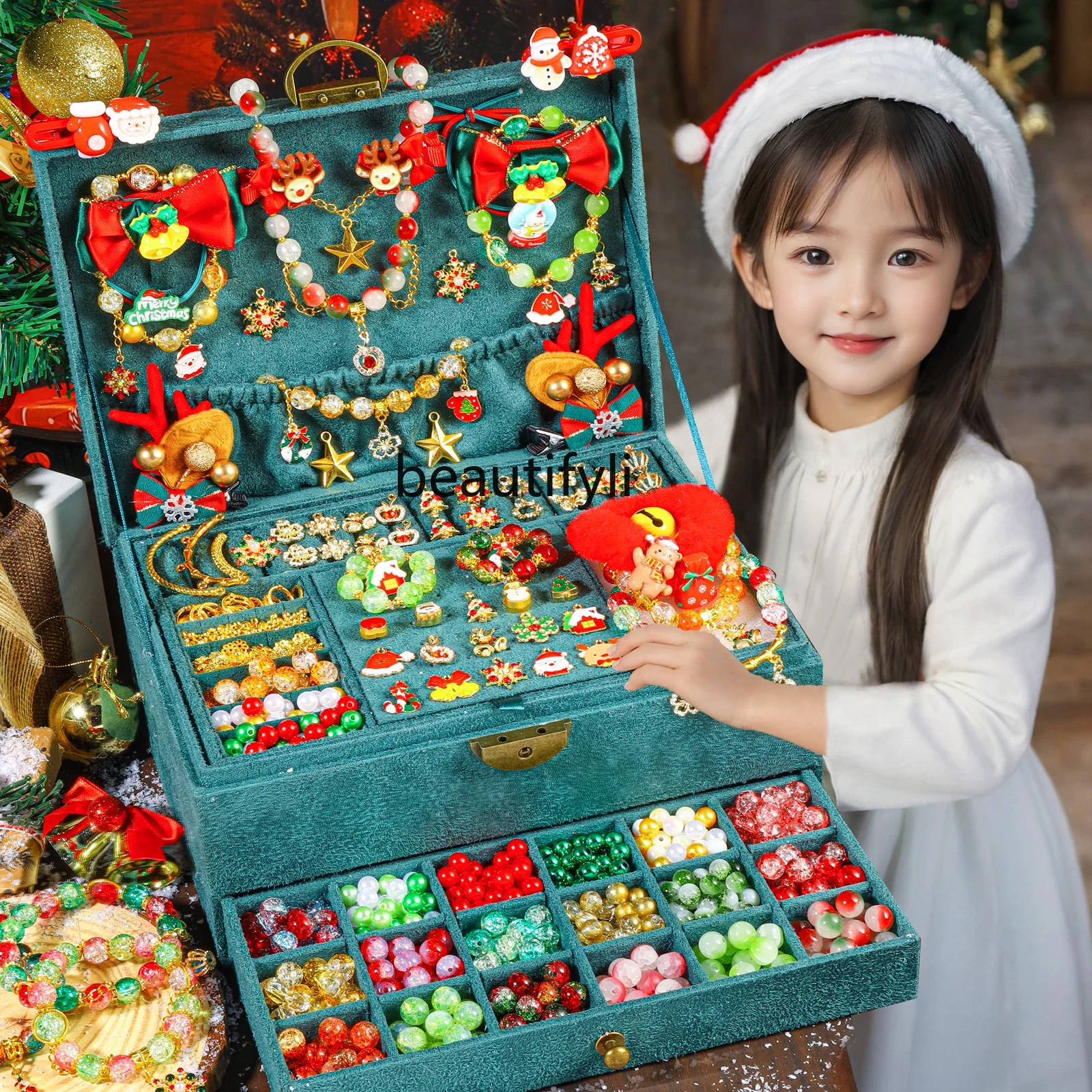Christmas gift children's bracelet beaded bracelet handmade DIY material toy girl birthday wear beads gift box