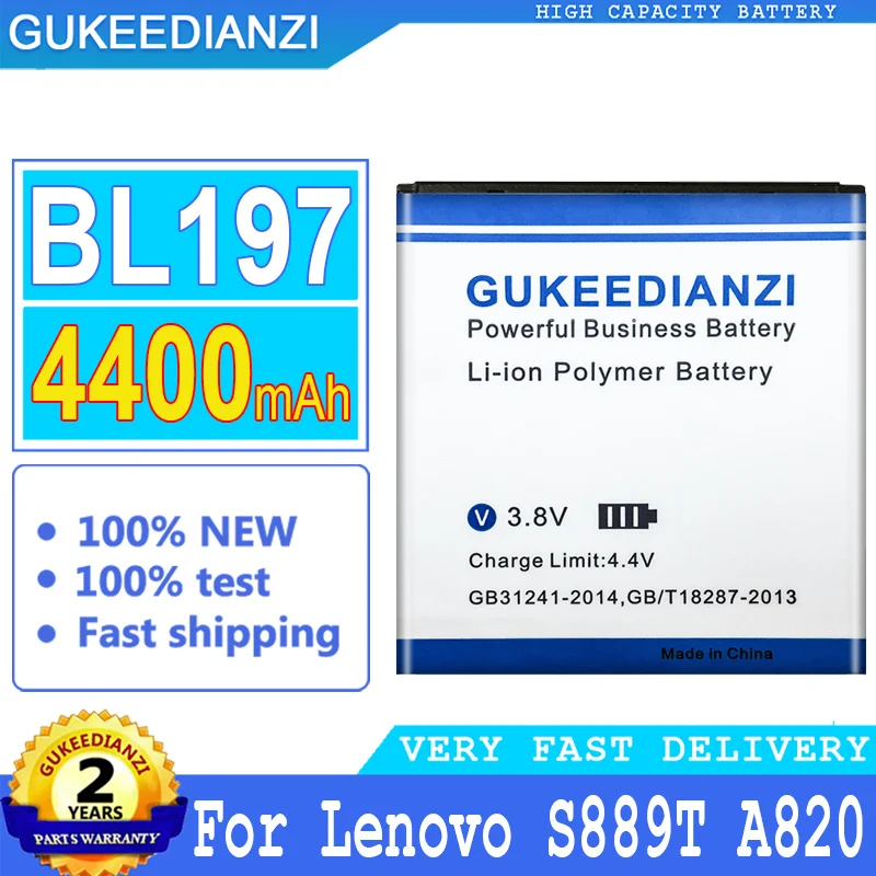 

GUKEEDIANZI Battery BL197 for Lenovo, Big Power Battery for S889T, A820, S720, S750, A800, S868T, A798T, S889T, S870E, S889