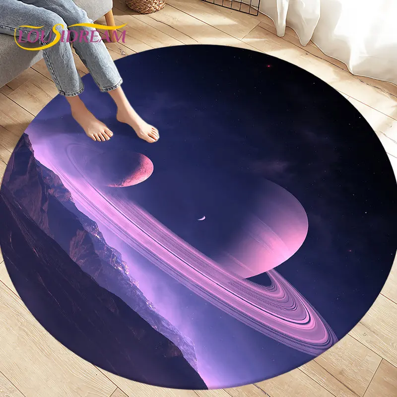 

3D Universe Galaxy Space Stars Round Area Rug,Circle Carpet Rug for Living Room Bedroom Sofa Decor,Kids Play Crawl Floor Mat