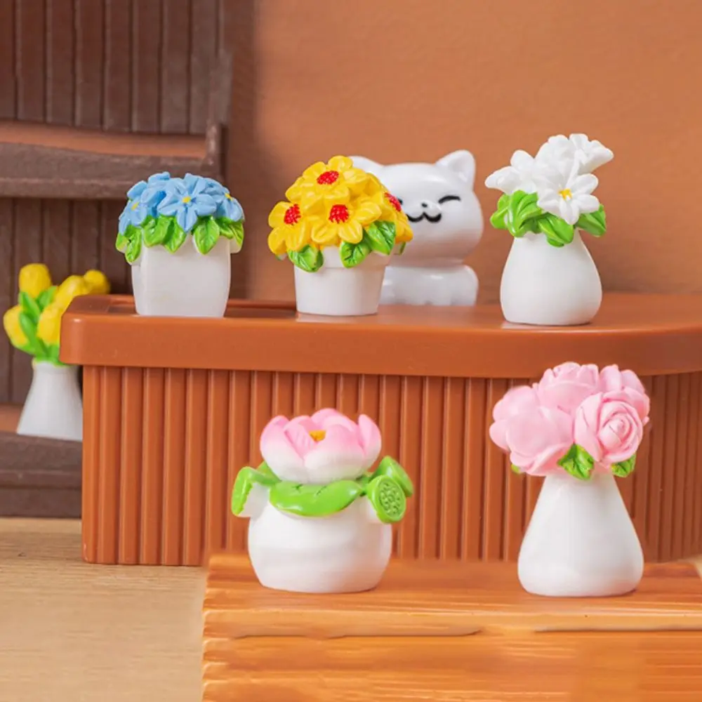 

Resin Mini Flower Potted Artificial Lifelike Simulation Potted Plants Plant Series Colorful Micro Landscape Ornaments